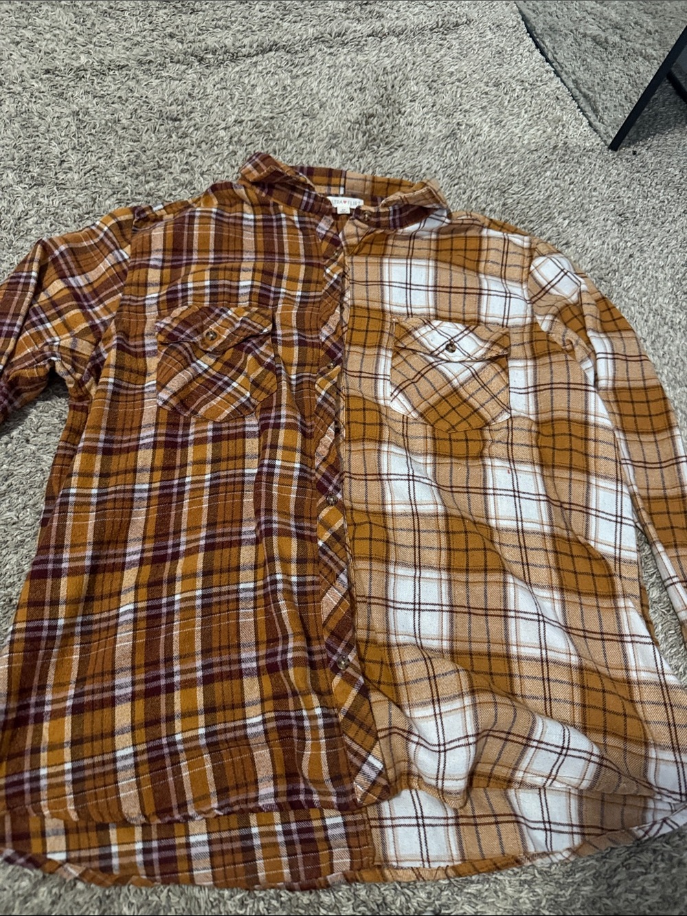 Ultra Flirt Two-Tone Mustard Plaid Button-Up Shirt